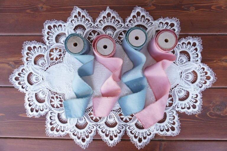 Dyed cotton ribbon on spools