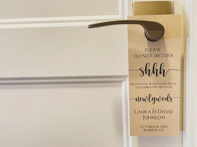 DIY Do Not Disturb Door Hangers for Wedding Guests