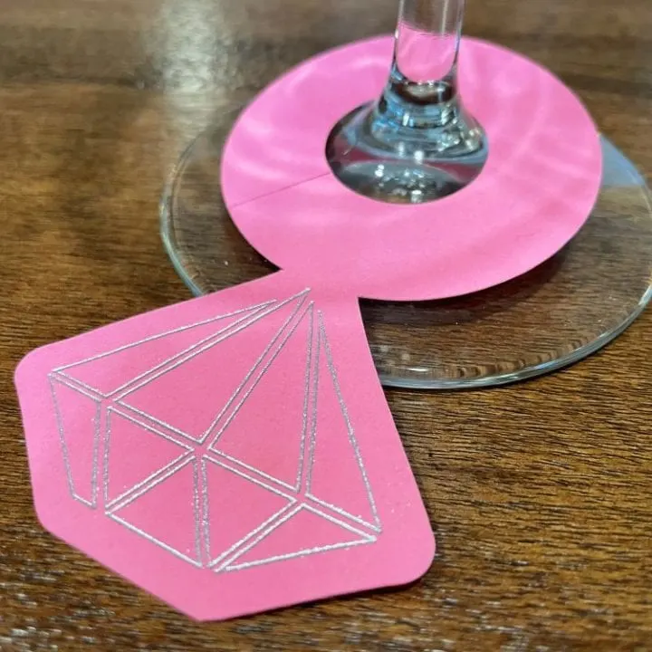 Easy Diamond Ring Drink Tags Using Cricut Foil Transfers