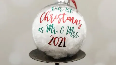 DIY Our First Christmas as Mr. and Mrs. Ornament – Free SVG File