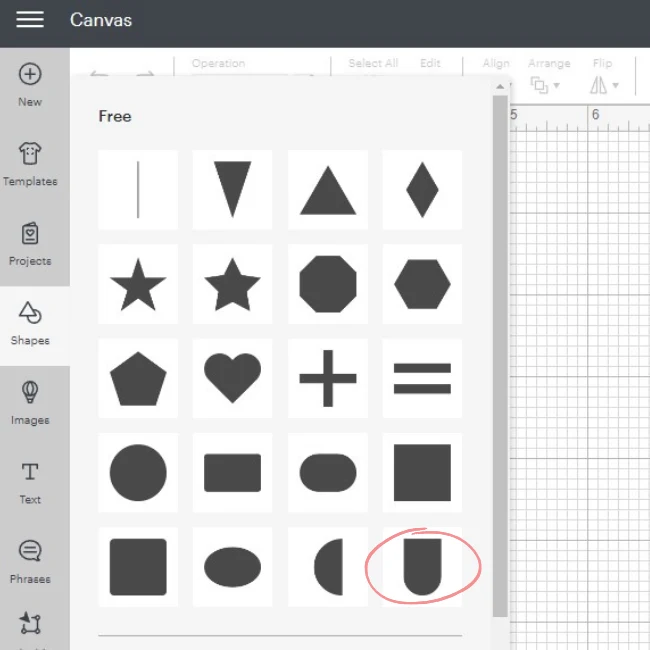 Arch Shape in Cricut Design Space