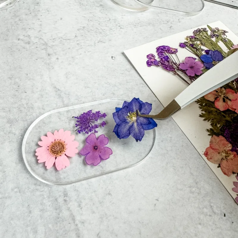 Add pressed flowers to place cards